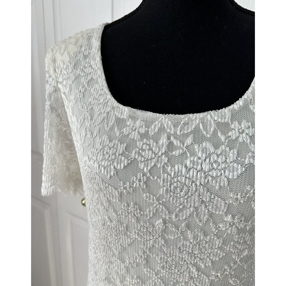 Teddi Dresses White Layered Lace Sheath Dress Short Sleeve Midi Formal Sz 10 EUC - Picture 2 of 6